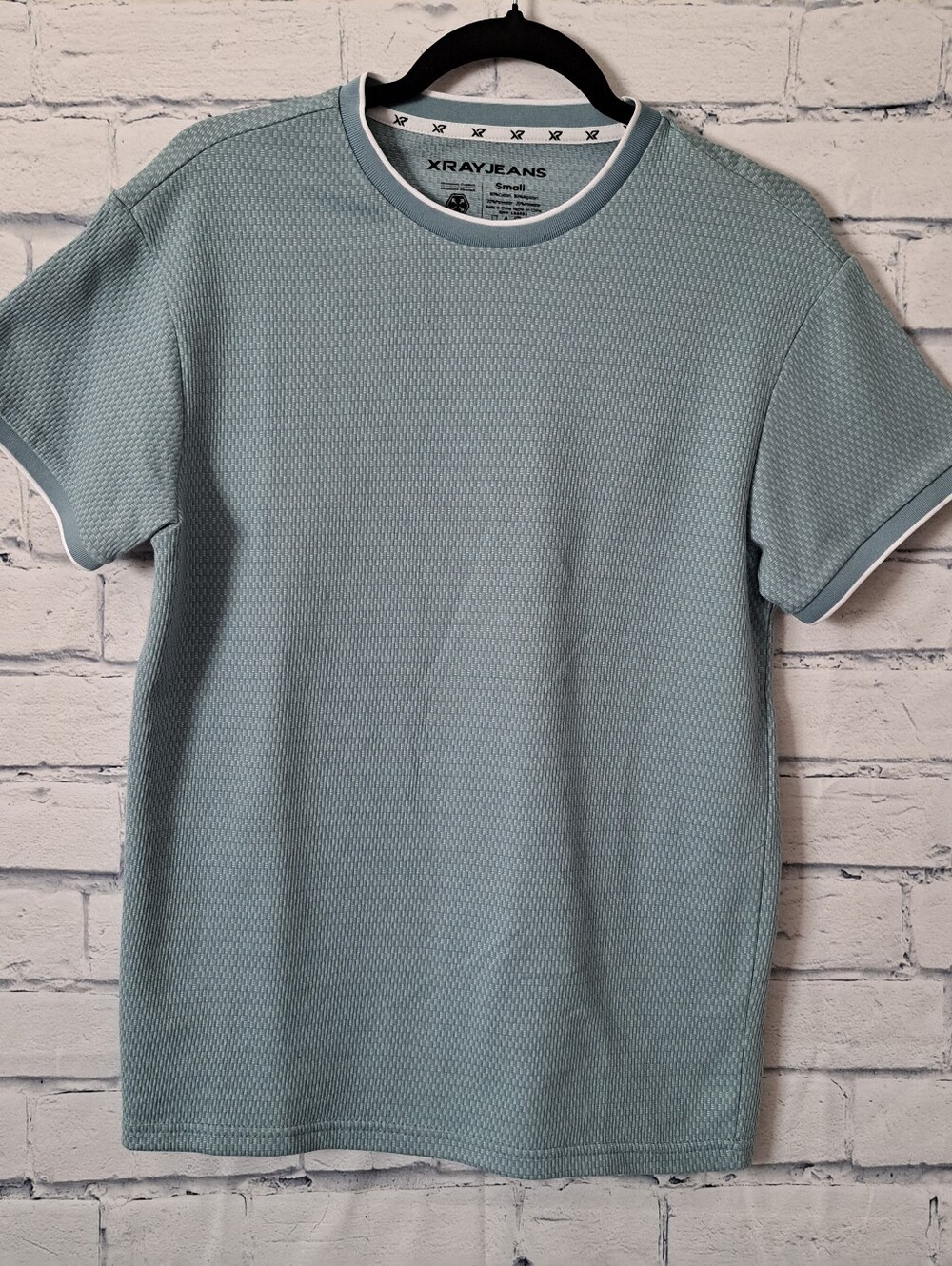 XRay Jeans Men's Short Sleeve Crewneck T Shirt Sage Light Blue Small